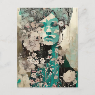 Frau in den Blumen Abstract Postkarte