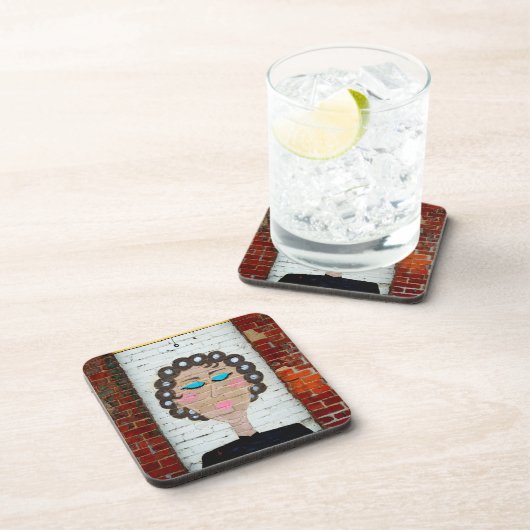 Frau in den Lockenwicklern Untersetzer (Rechte Seite)