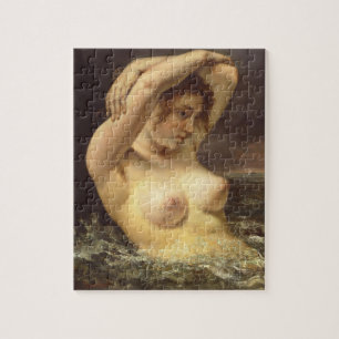Frau in den Wellen von Gustave Courbet Puzzle