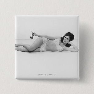 Frau in der Badebekleidung Button