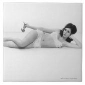 Frau in der Badebekleidung Fliese (Vorderseite)