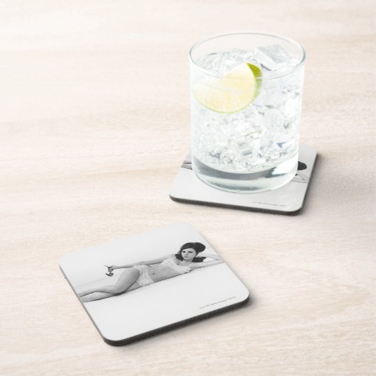 Frau in der Badebekleidung Getränkeuntersetzer (Rechte Seite)