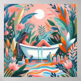 Frau in der Badewanne Poster