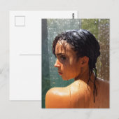 Frau in der Dusche Postkarte (Vorne/Hinten)