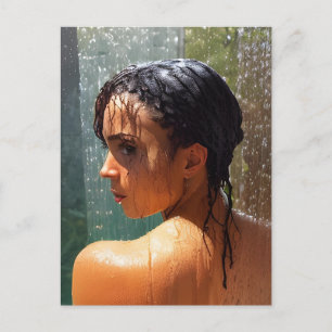 Frau in der Dusche Postkarte