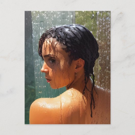 Frau in der Dusche Postkarte (Vorderseite)