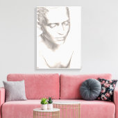 Frau in der Kontemplation Schwarz-weiße Leinwand d (Insitu (Wohnzimmer))