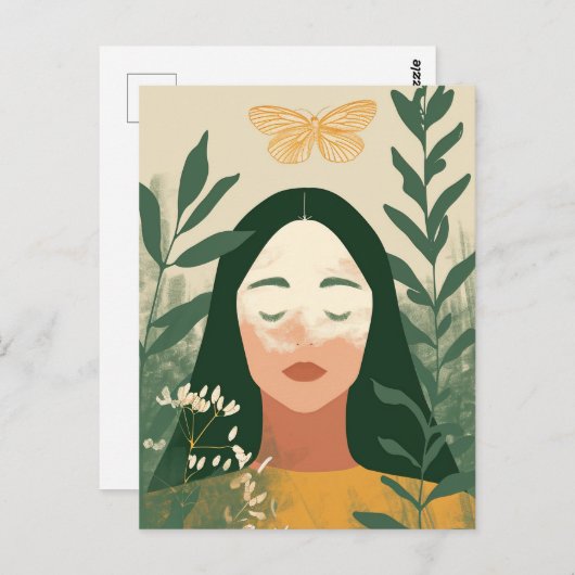 Frau in der Natur Postkarte (Vorne/Hinten)