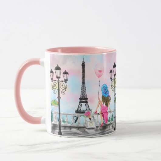 Frau in der Pariser Eiffelturm-Tasse Tasse (Links)