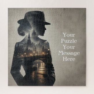 Frau in der Skyline-Landschaft Londons Puzzle