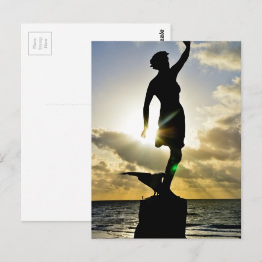 Frau in der Sonne Postkarte (Vorne/Hinten)