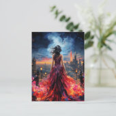 Frau in der Stadt Postkarte (Stehend Vorderseite)