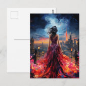 Frau in der Stadt Postkarte (Vorne/Hinten)