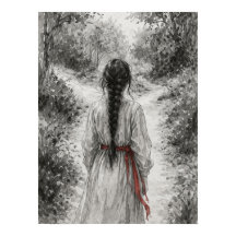 Frau in der Waldwegszene