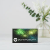 Frau in der Yoga-Pose | Mandala Muster im Weltraum Visitenkarte (Stehend Vorderseite)