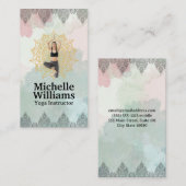 Frau in der Yoga-Pose | Mandala und Paisley Patter Visitenkarte (Vorne/Hinten)