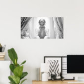 Frau in einem Atelier mit Gesichtsausdruck in ihre Poster (Heimbüro)