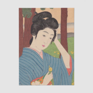 Frau in einem Baumhain von Hashiguchi Goyo Seidenpapier