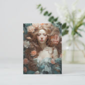 Frau in einem Bett aus Blume Postkarte (Stehend Vorderseite)