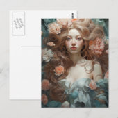 Frau in einem Bett aus Blume Postkarte (Vorne/Hinten)