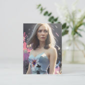 Frau in einem Blumenkleid Postkarte (Stehend Vorderseite)
