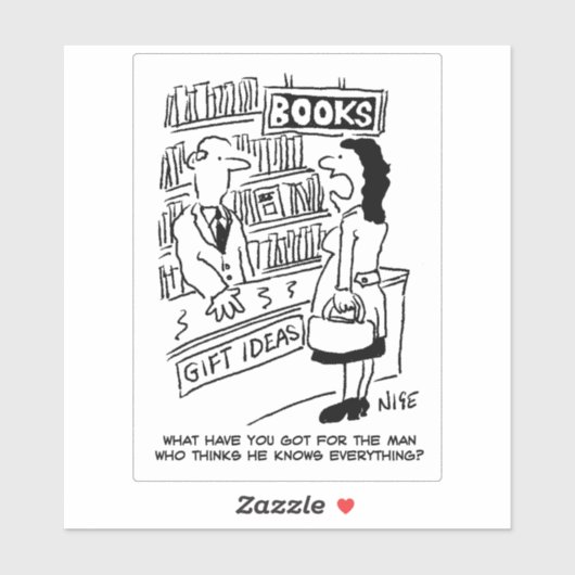 Frau in einem Buchladen Cartoon. Aufkleber (Blatt)