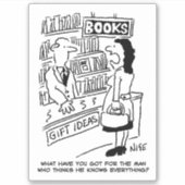 Frau in einem Buchladen Cartoon. Aufkleber (Vorderseite)