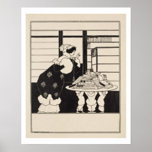 Frau in einem Buchladen, Design für ein "Yellow Bo Poster