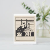 Frau in einem Buchladen, Design für ein "Yellow Bo Postkarte (Stehend Vorderseite)