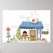 Frau in einem Café Poster (Vorne)