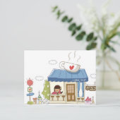 Frau in einem Café Postkarte (Stehend Vorderseite)