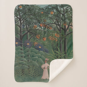 Frau in einem exotischen Wald gehend, Henri Rousse Sherpadecke