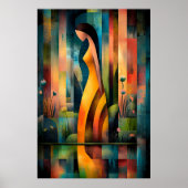 Frau in einem gelben Kleid - Minimalistische kubis Poster (Vorne)