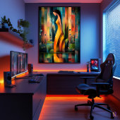 Frau in einem gelben Kleid - Minimalistische kubis Poster