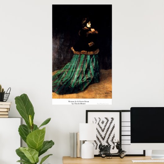 Frau in einem grünen Kleid von Claude Monet Poster (Heimbüro)