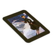 Frau in einem grünen Skiplakat Magnet (Rechte Seite)