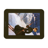 Frau in einem grünen Skiplakat Magnet (Horizontal)