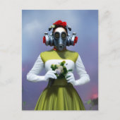 Frau in einem grünen und weißen Kleid und einer Ga Postkarte (Vorderseite)
