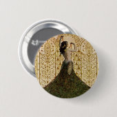 Frau in einem Pfauenrock Button (Vorne & Hinten)