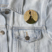 Frau in einem Pfauenrock Button (Beispiel)