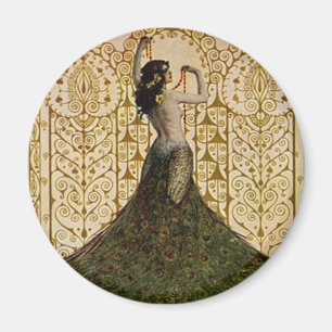 Frau in einem Pfauenschweifrock Magnet