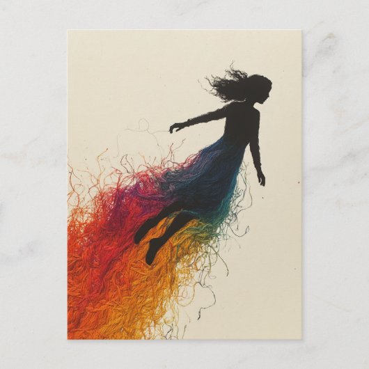 Frau in einem Regenbogenkleid Postkarte (Vorderseite)