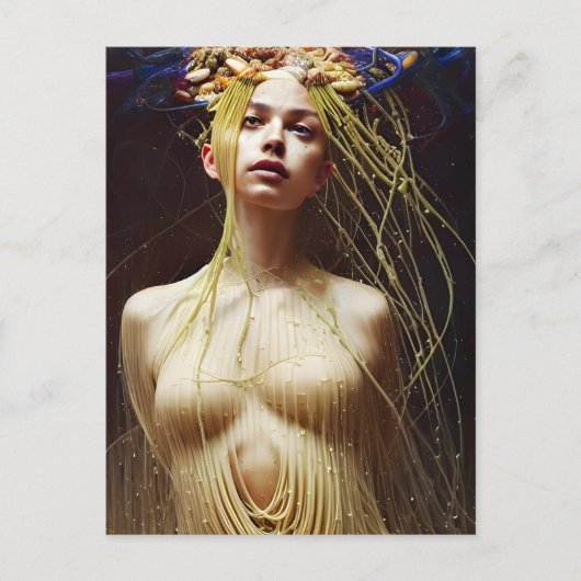 Frau in einem Spagetti-Kleid Postkarte (Vorderseite)