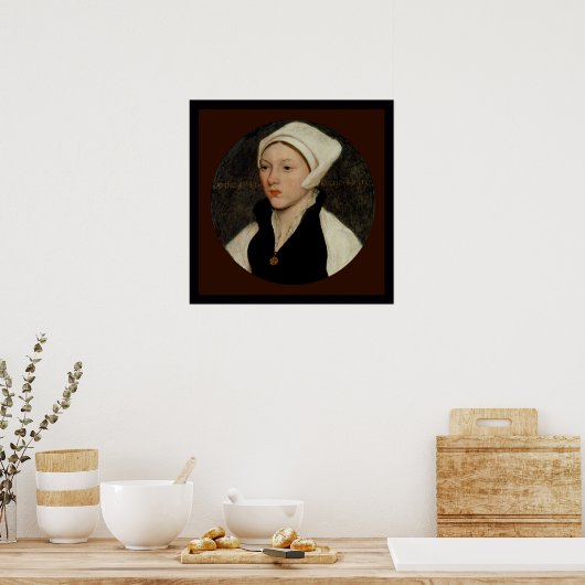 Frau in einem weißen Coif von Holbein Canvas Print Poster (Küche)
