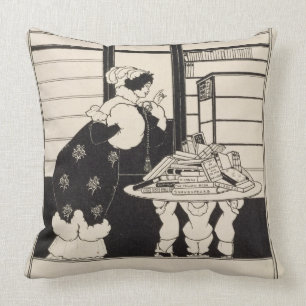 Frau in einer Buchhandlung, Entwurf für ein Kissen