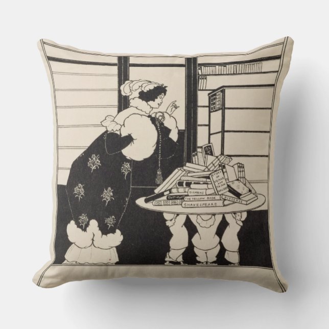 Frau in einer Buchhandlung, Entwurf für ein Kissen (Vorderseite)