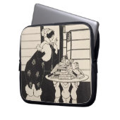 Frau in einer Buchhandlung, Entwurf für ein Laptopschutzhülle (Vorderseite Links)