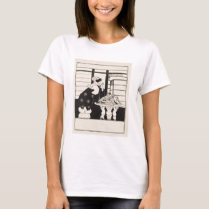Frau in einer Buchhandlung, Entwurf für ein T-Shirt