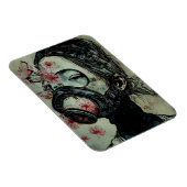 Frau in einer Gasmaske mit Blume Magnet (Rechte Seite)