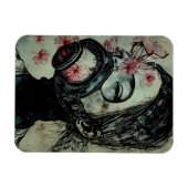 Frau in einer Gasmaske mit Blume Magnet (Horizontal)